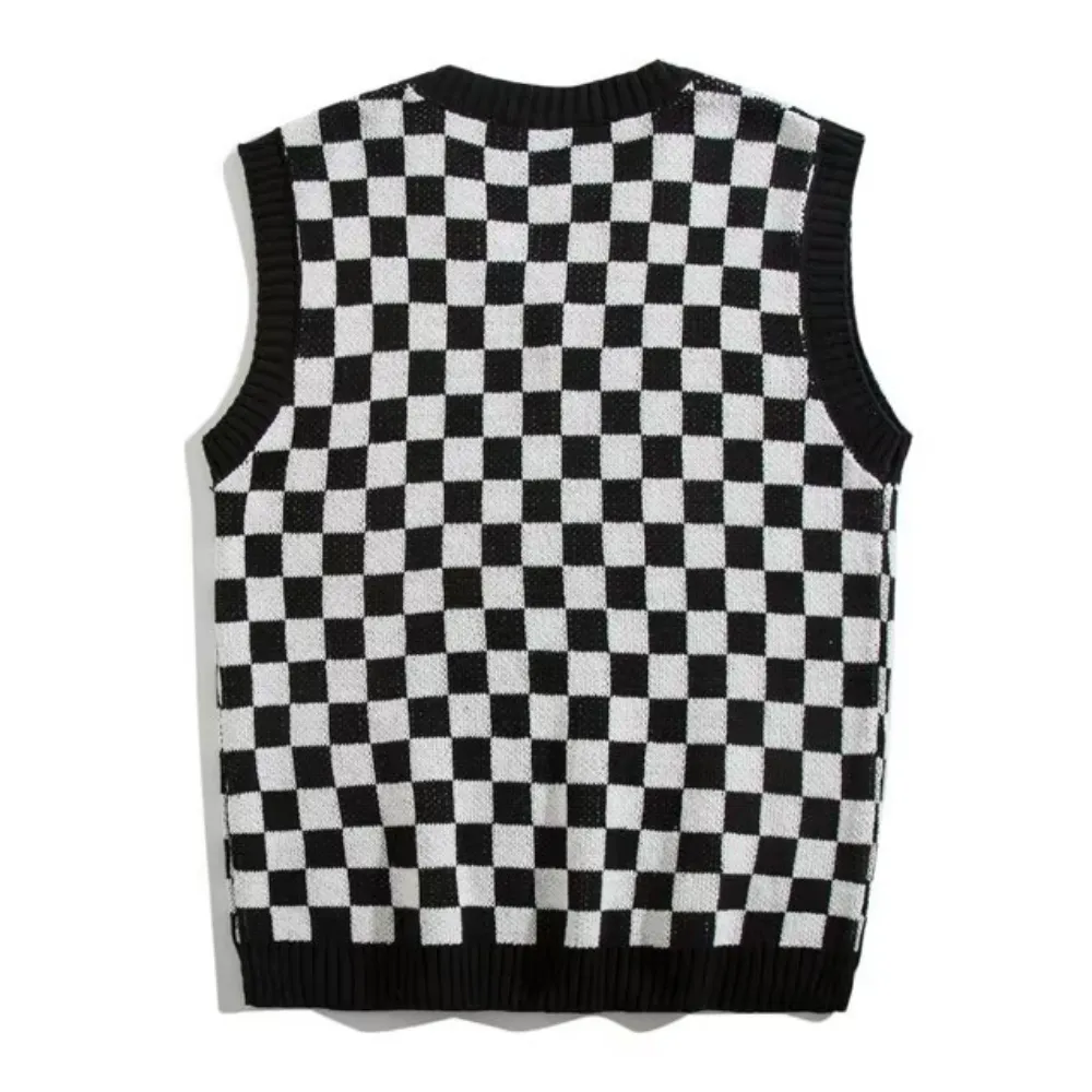 Artistic Checkerboard Knit Vest