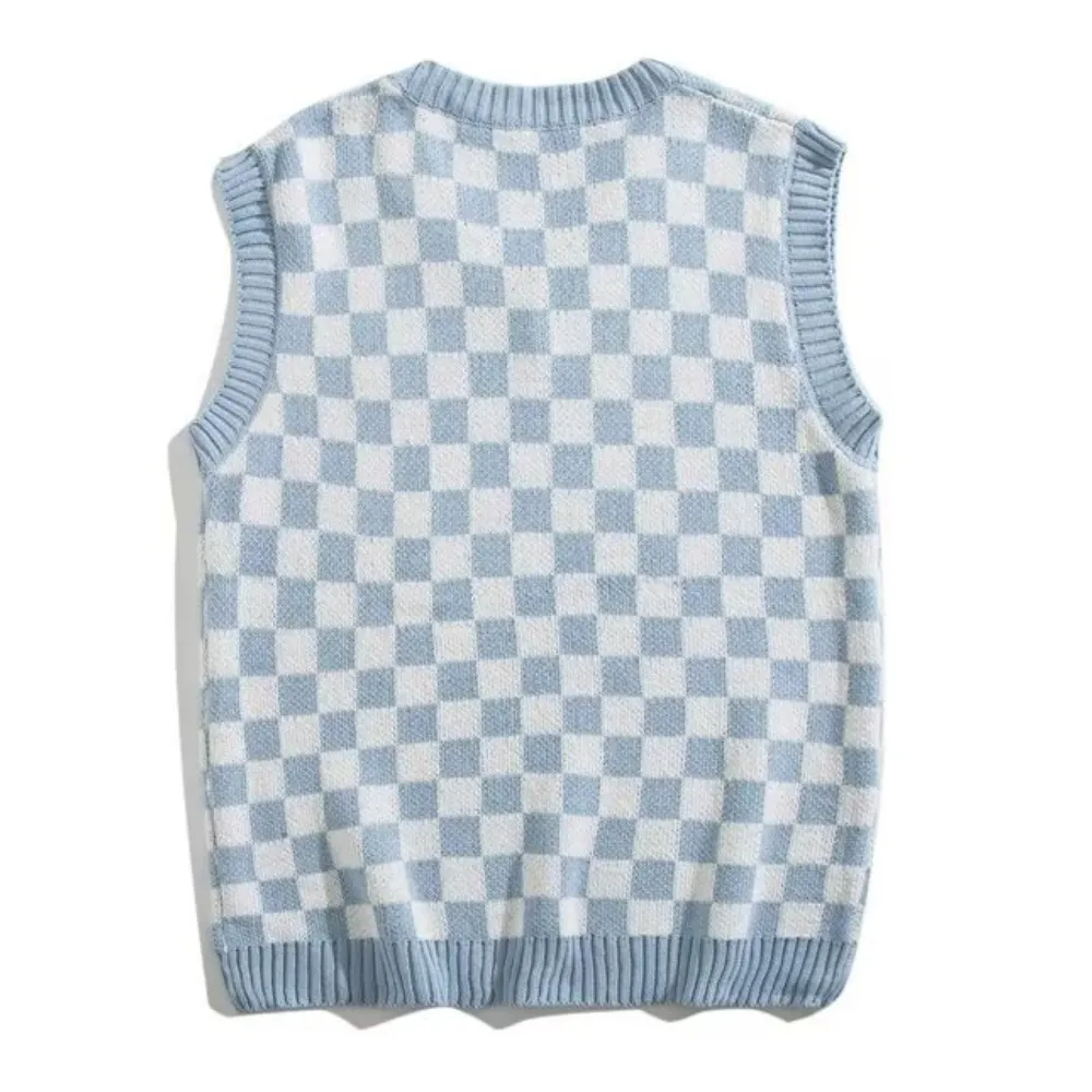 Artistic Checkerboard Knit Vest