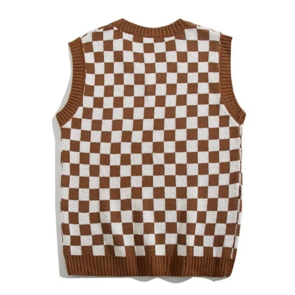 Artistic Checkerboard Knit Vest