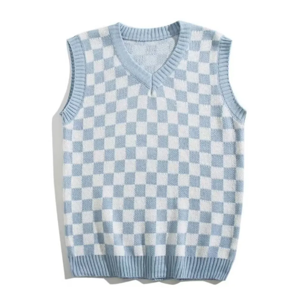 Artistic Checkerboard Knit Vest