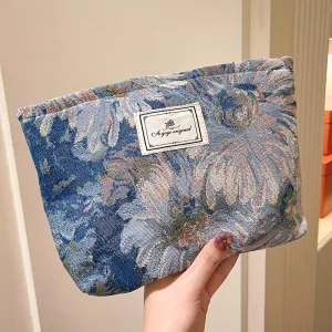Artistic Flower Pattern Makeup Bag Water Resistant Travel Wash Bag