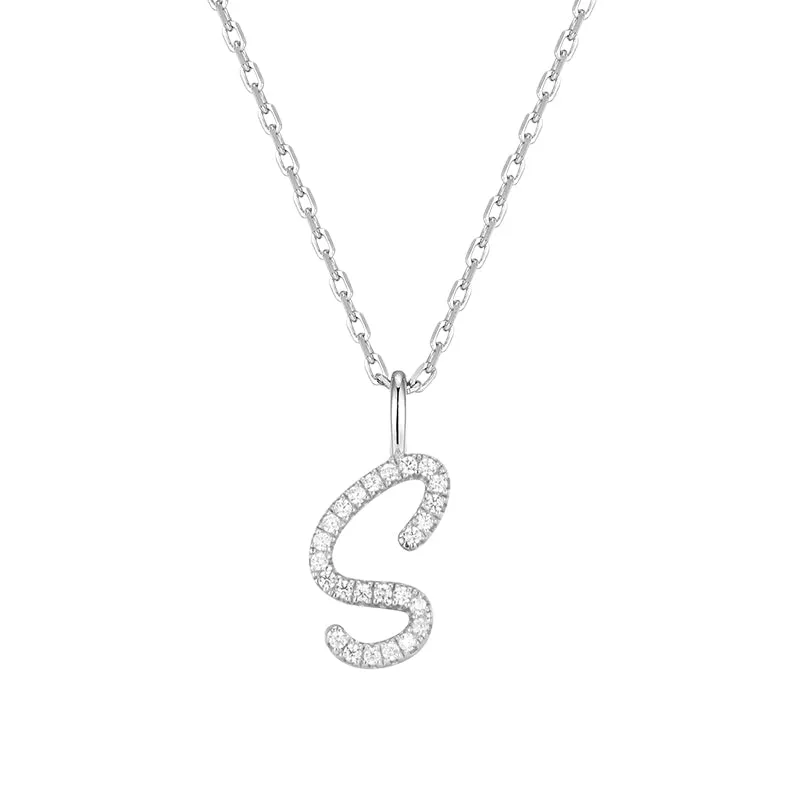 Artistic Initial Pendant Necklace in Sterling Silver
