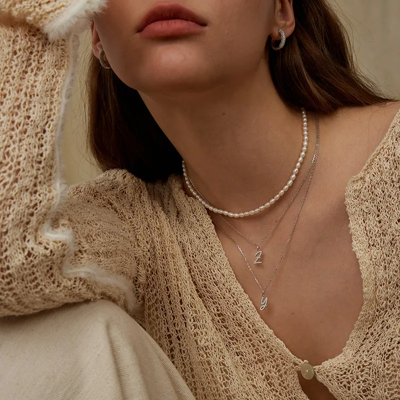 Artistic Initial Pendant Necklace in Sterling Silver