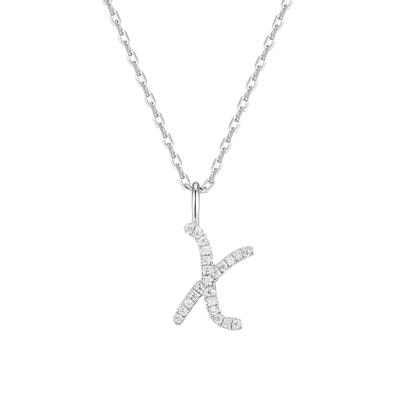 Artistic Initial Pendant Necklace in Sterling Silver