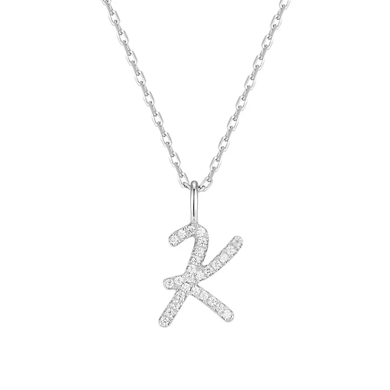 Artistic Initial Pendant Necklace in Sterling Silver