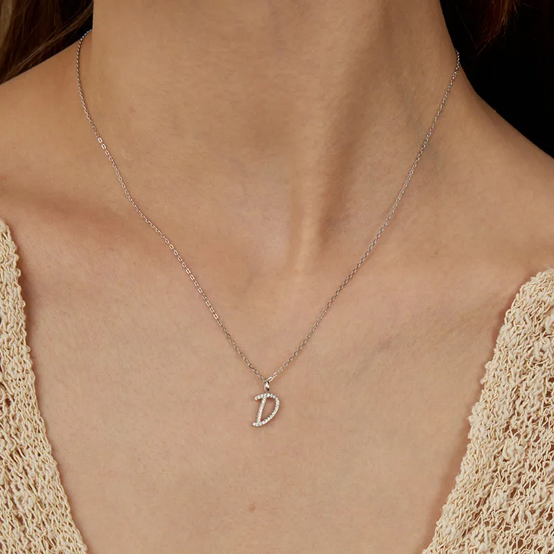 Artistic Initial Pendant Necklace in Sterling Silver
