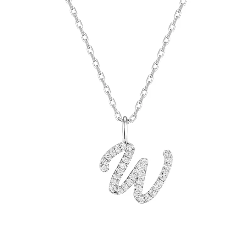 Artistic Initial Pendant Necklace in Sterling Silver