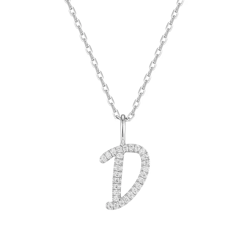 Artistic Initial Pendant Necklace in Sterling Silver