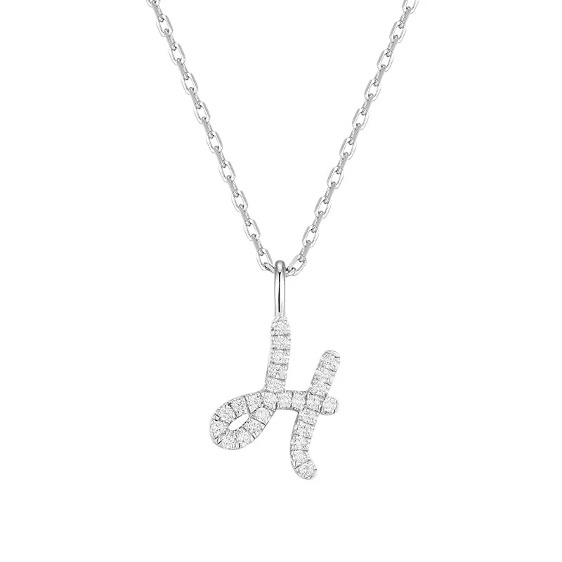 Artistic Initial Pendant Necklace in Sterling Silver