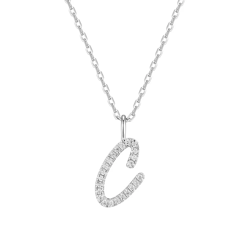 Artistic Initial Pendant Necklace in Sterling Silver