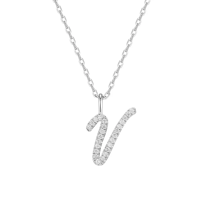 Artistic Initial Pendant Necklace in Sterling Silver