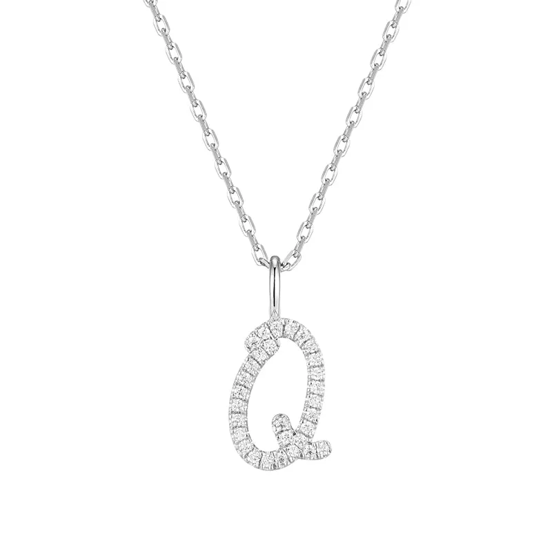 Artistic Initial Pendant Necklace in Sterling Silver
