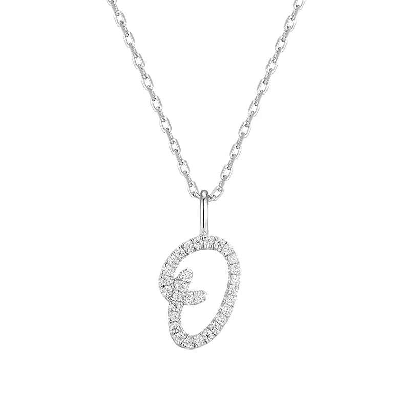 Artistic Initial Pendant Necklace in Sterling Silver