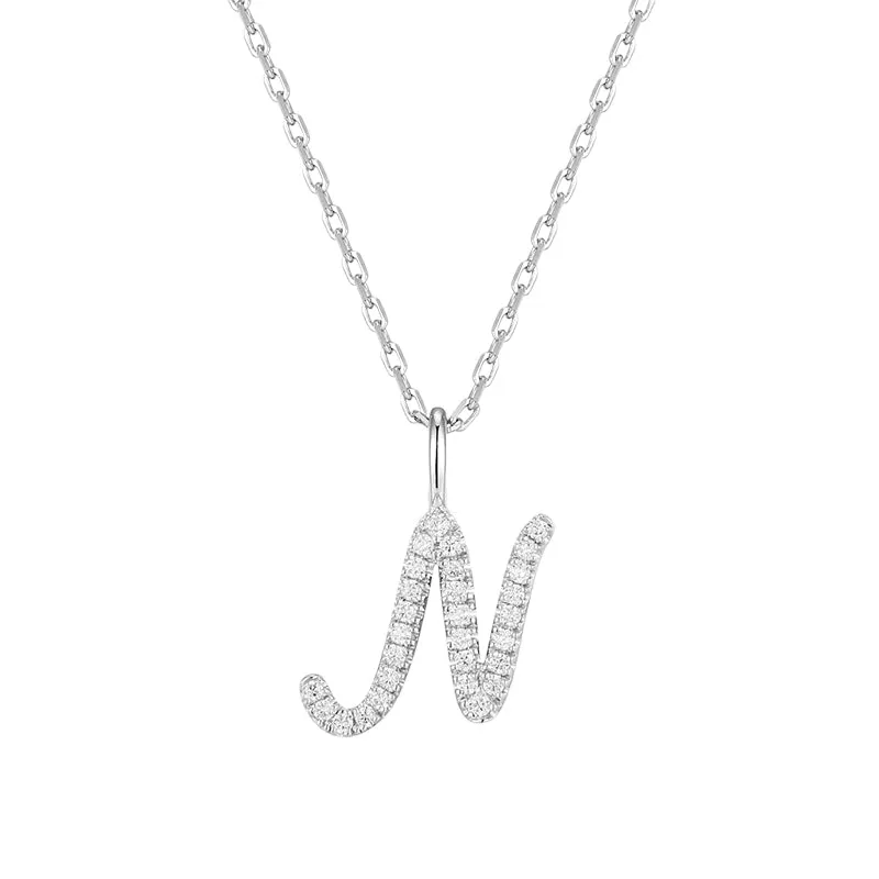 Artistic Initial Pendant Necklace in Sterling Silver