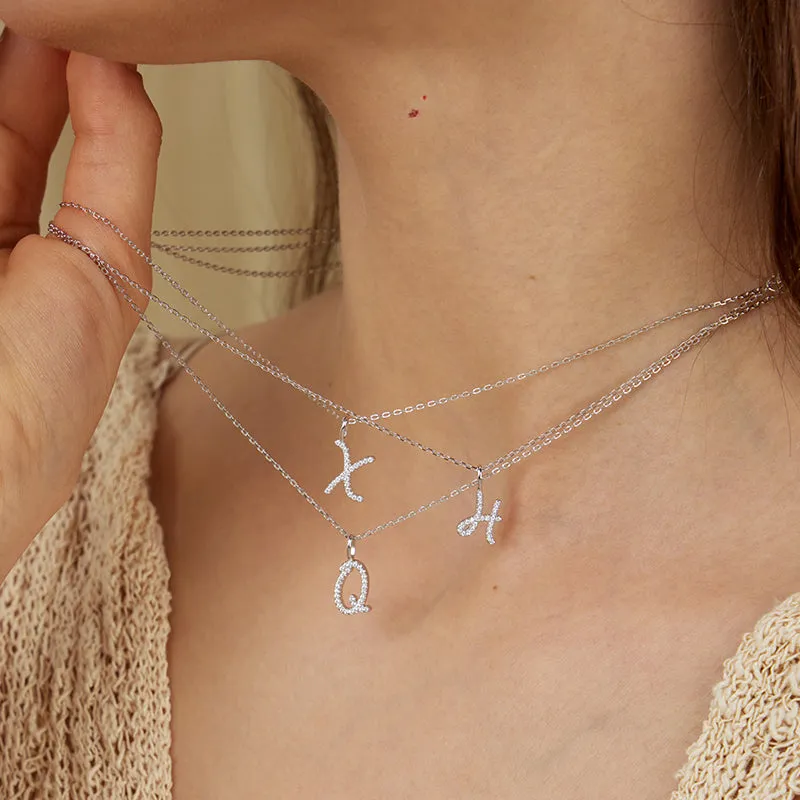 Artistic Initial Pendant Necklace in Sterling Silver