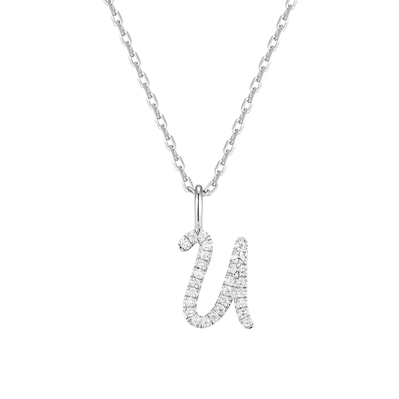 Artistic Initial Pendant Necklace in Sterling Silver