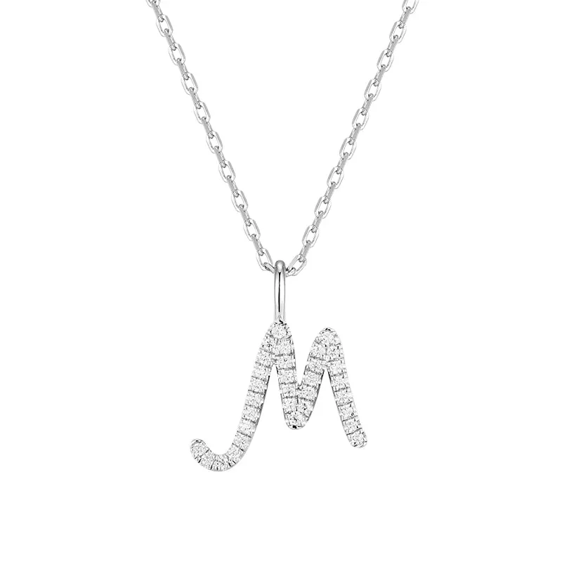 Artistic Initial Pendant Necklace in Sterling Silver