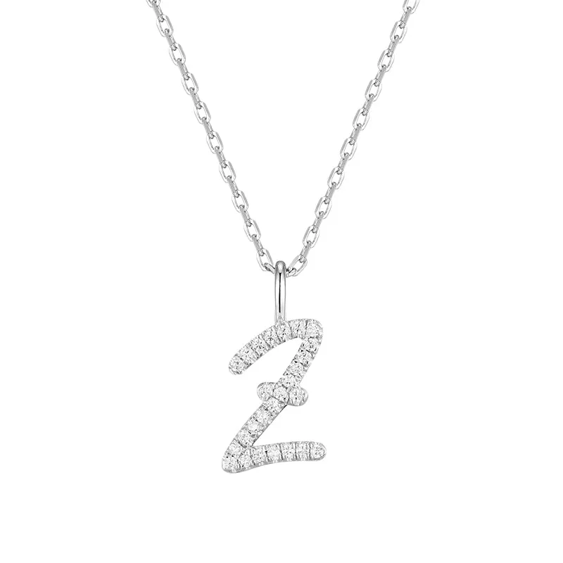 Artistic Initial Pendant Necklace in Sterling Silver
