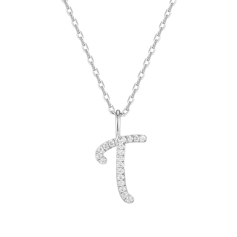 Artistic Initial Pendant Necklace in Sterling Silver