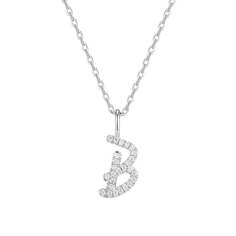 Artistic Initial Pendant Necklace in Sterling Silver