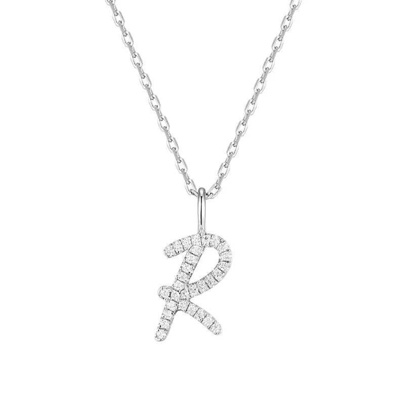 Artistic Initial Pendant Necklace in Sterling Silver