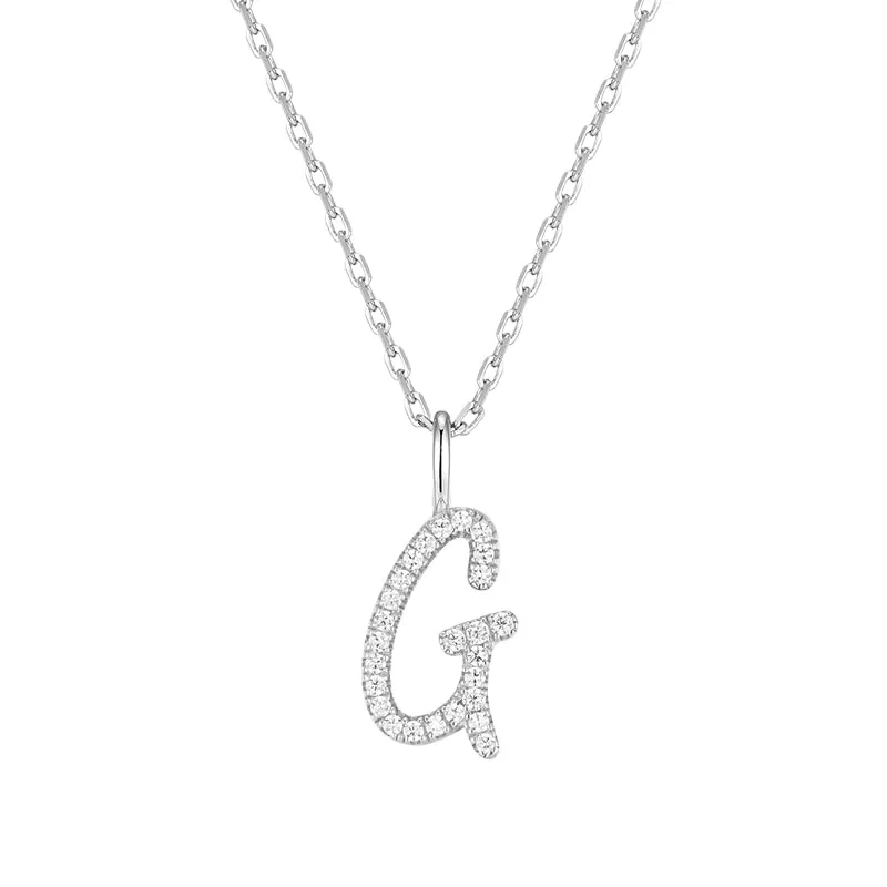 Artistic Initial Pendant Necklace in Sterling Silver