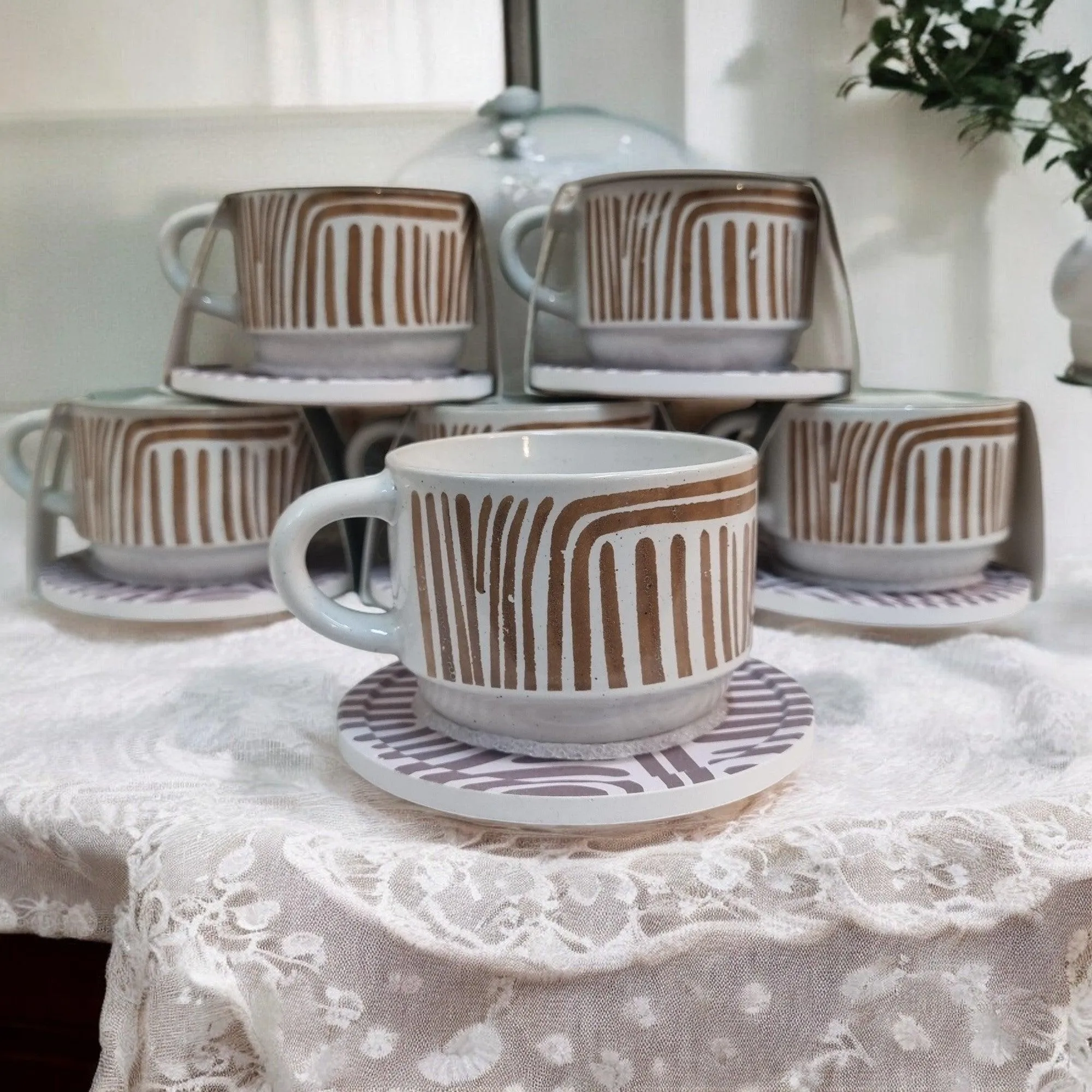 Artistic Patterns - Ceramic Mugs with Coasters