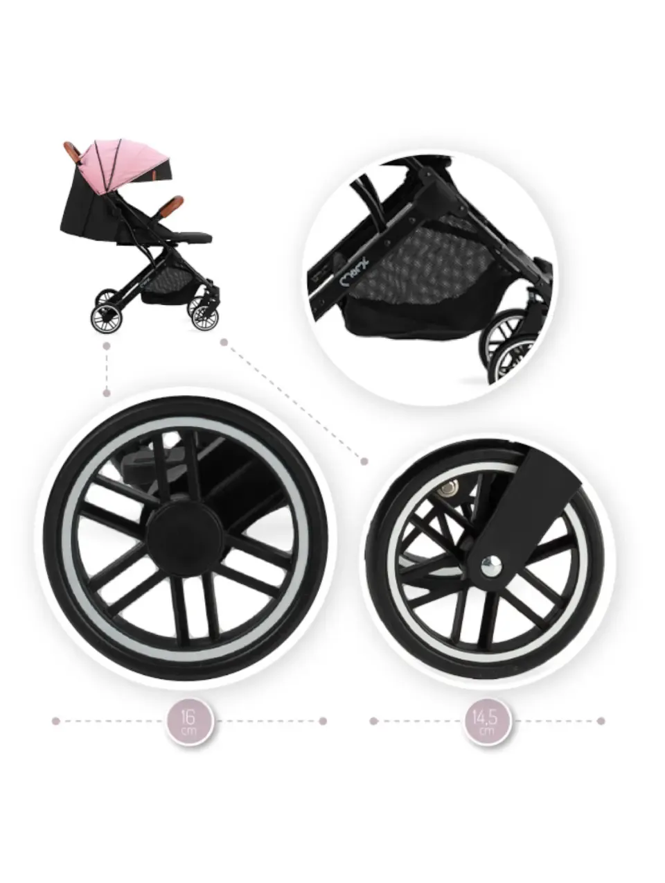 Baby Stroller MOMI ESTELLE Pink Lightweight Maneuverable Folded Pushchair
