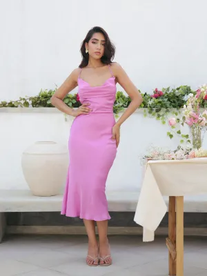 Back Cowl Detailed Midi-Dress