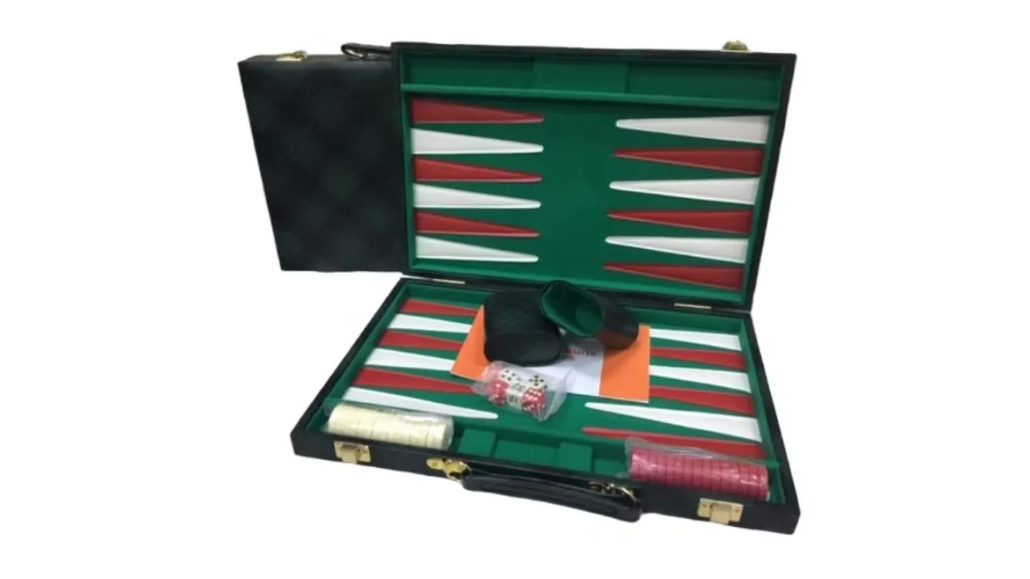 Backgammon Green Checkered Vinyl 15Inch