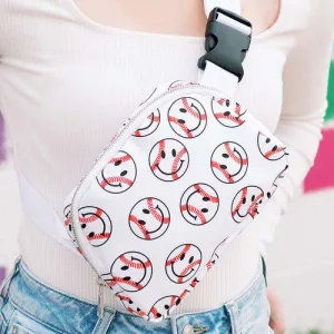 Baseball bags Smiley happy face baseball sling belt bags 2 styles Sports mom mama Purses handbags unisex womens girls mens Fanny pack