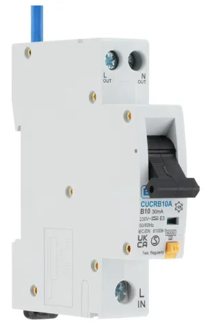 BG CUCRB10A 10A SP 1 Module B Curve 6kA 30mA Type A Compact RCBO