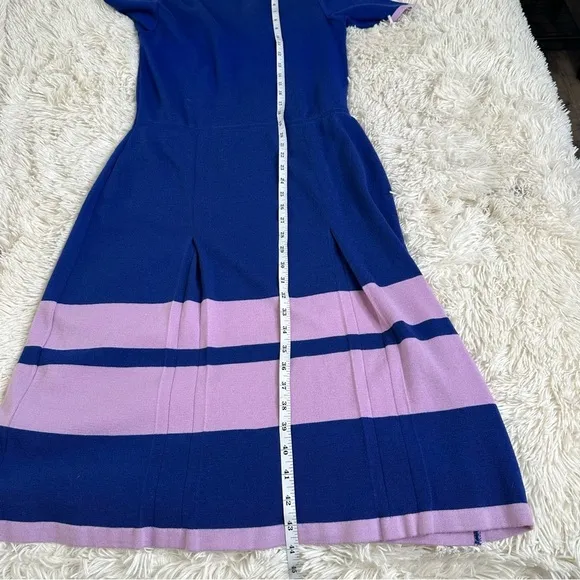 Biana 100% Merino Wool Blue Pink Dress Size 10