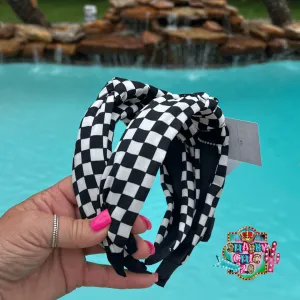 Black and White checker Checkered Headband