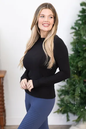 Black Fitted Active Long Sleeve Top