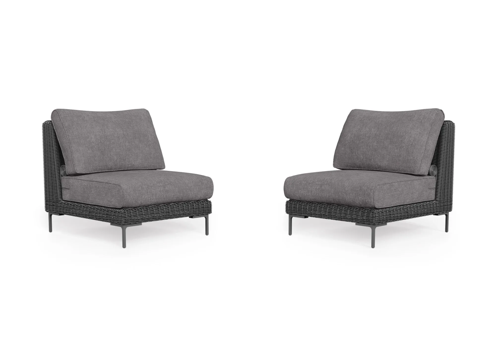 Black Wicker Outdoor Armless Chair Conversation Set