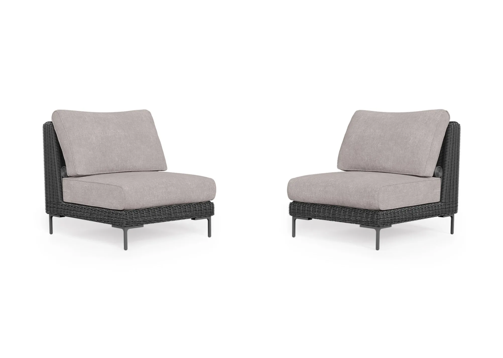 Black Wicker Outdoor Armless Chair Conversation Set