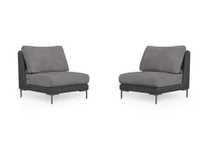 Black Wicker Outdoor Armless Chair Conversation Set