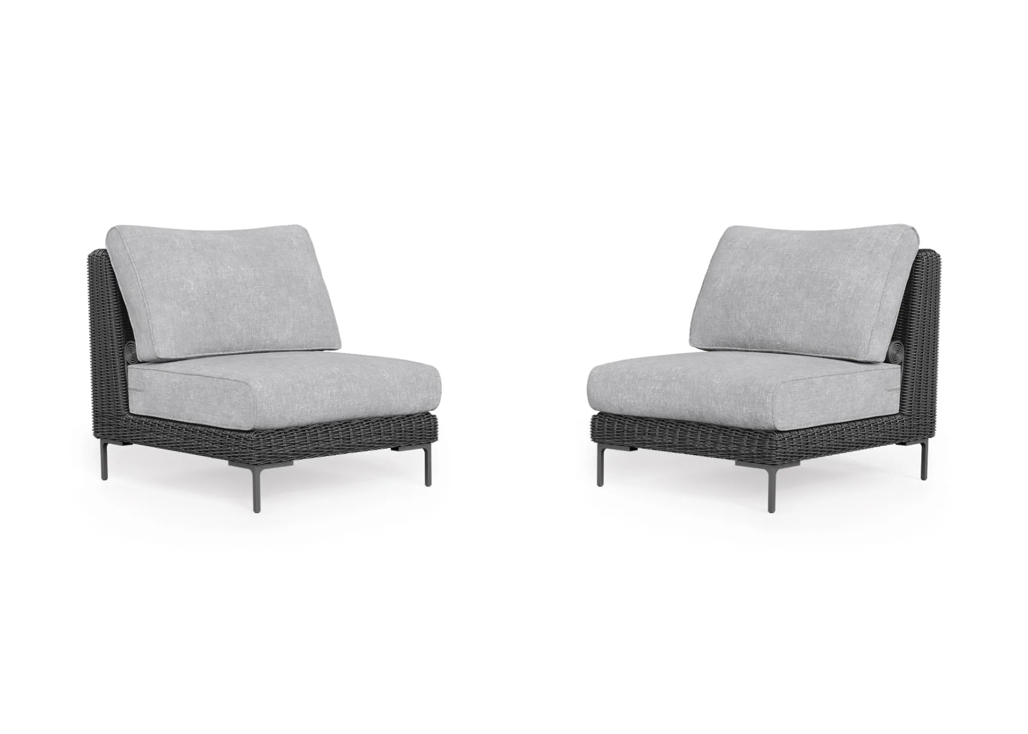 Black Wicker Outdoor Armless Chair Conversation Set