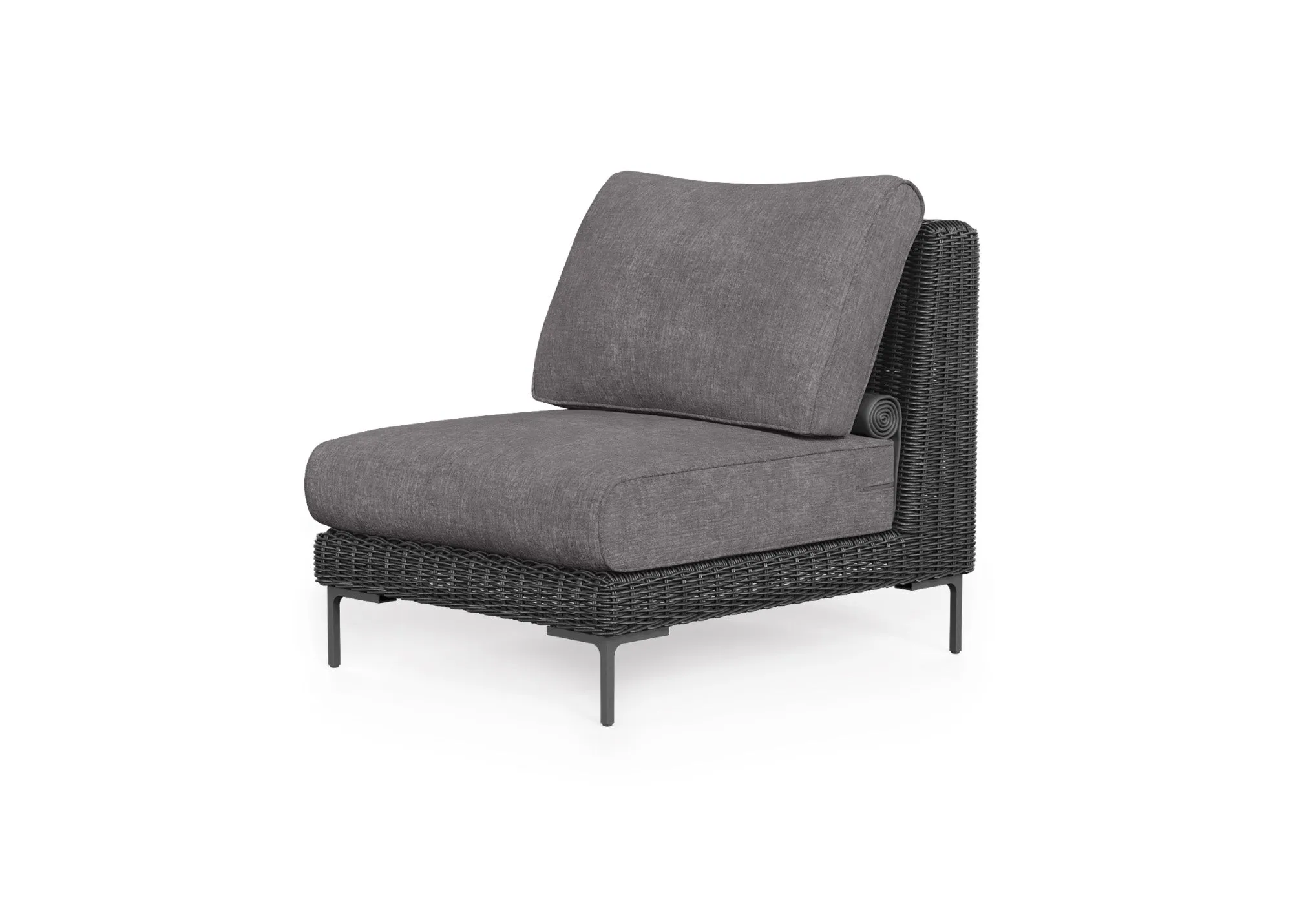 Black Wicker Outdoor Armless Chair