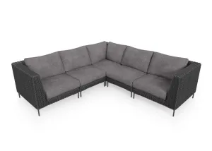 Black Wicker Outdoor Corner Sectional - 5 Seat
