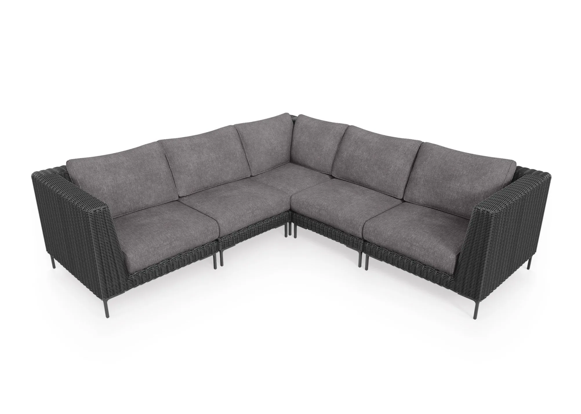 Black Wicker Outdoor Corner Sectional - 5 Seat