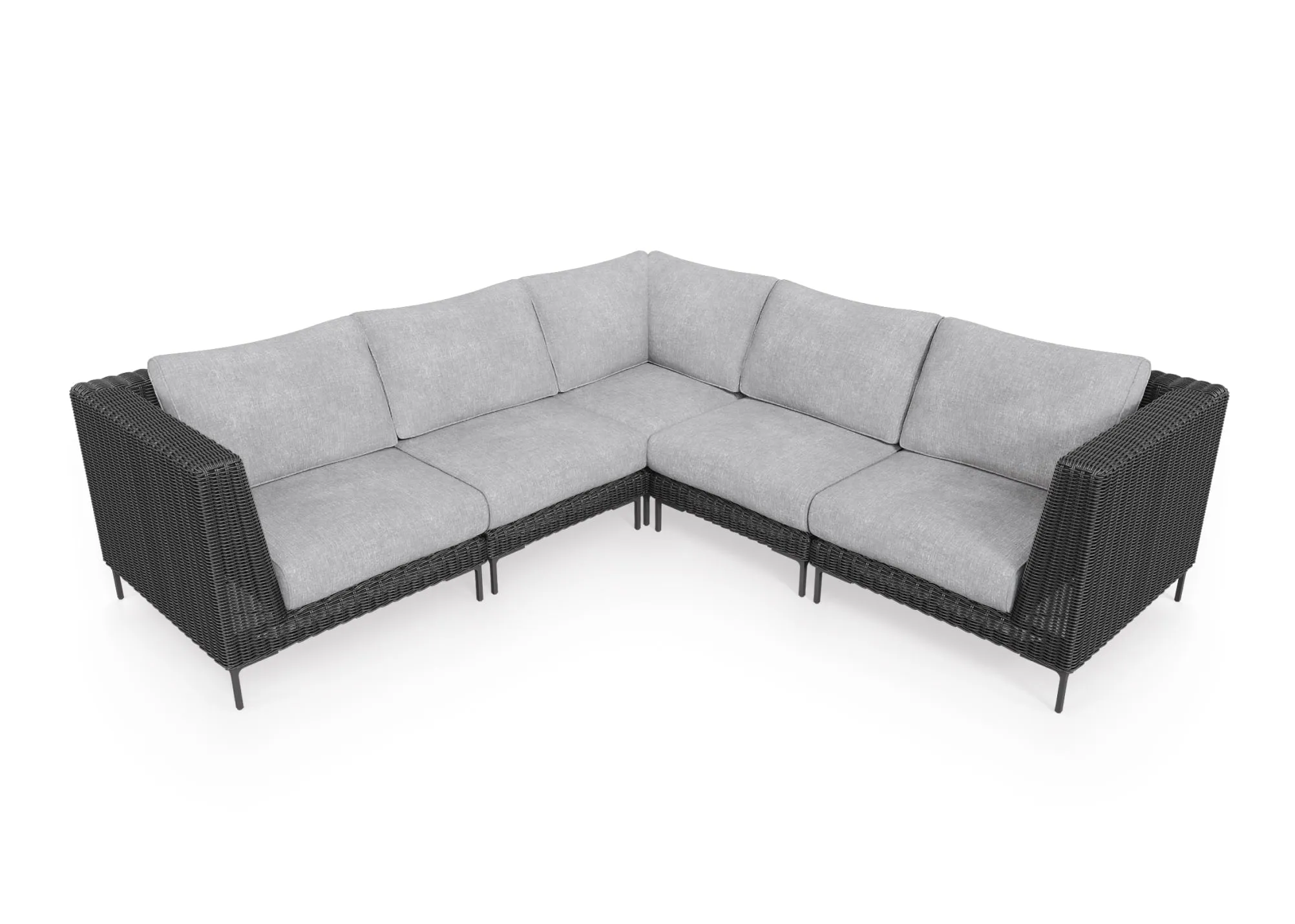 Black Wicker Outdoor Corner Sectional - 5 Seat