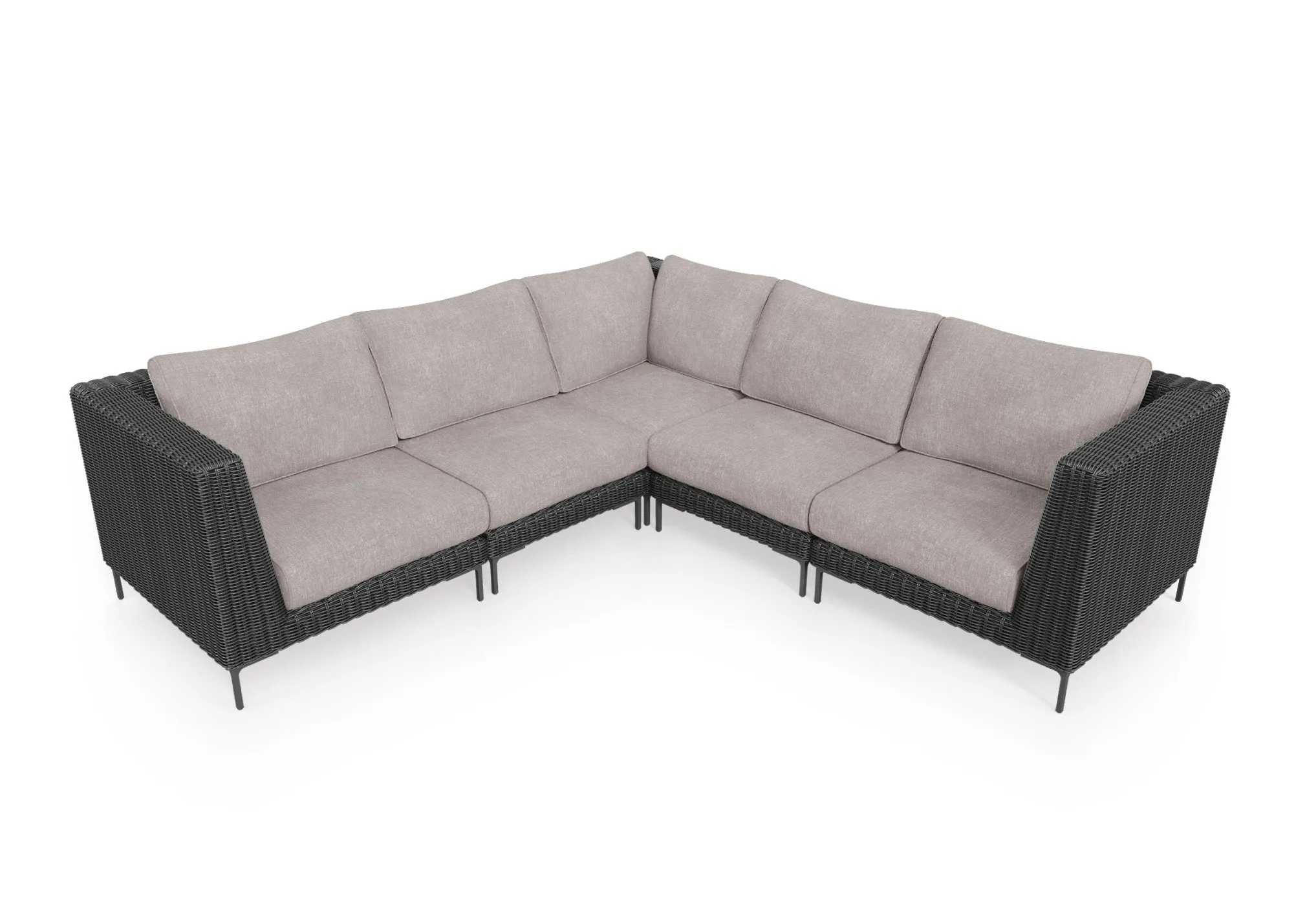 Black Wicker Outdoor Corner Sectional - 5 Seat