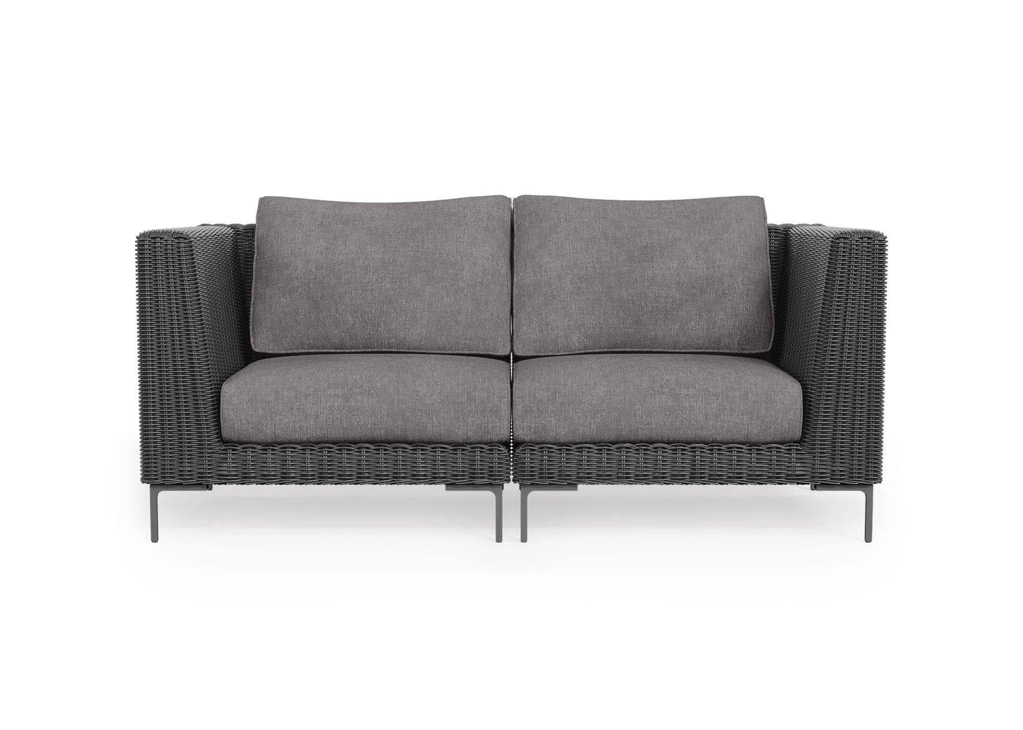 Black Wicker Outdoor Loveseat