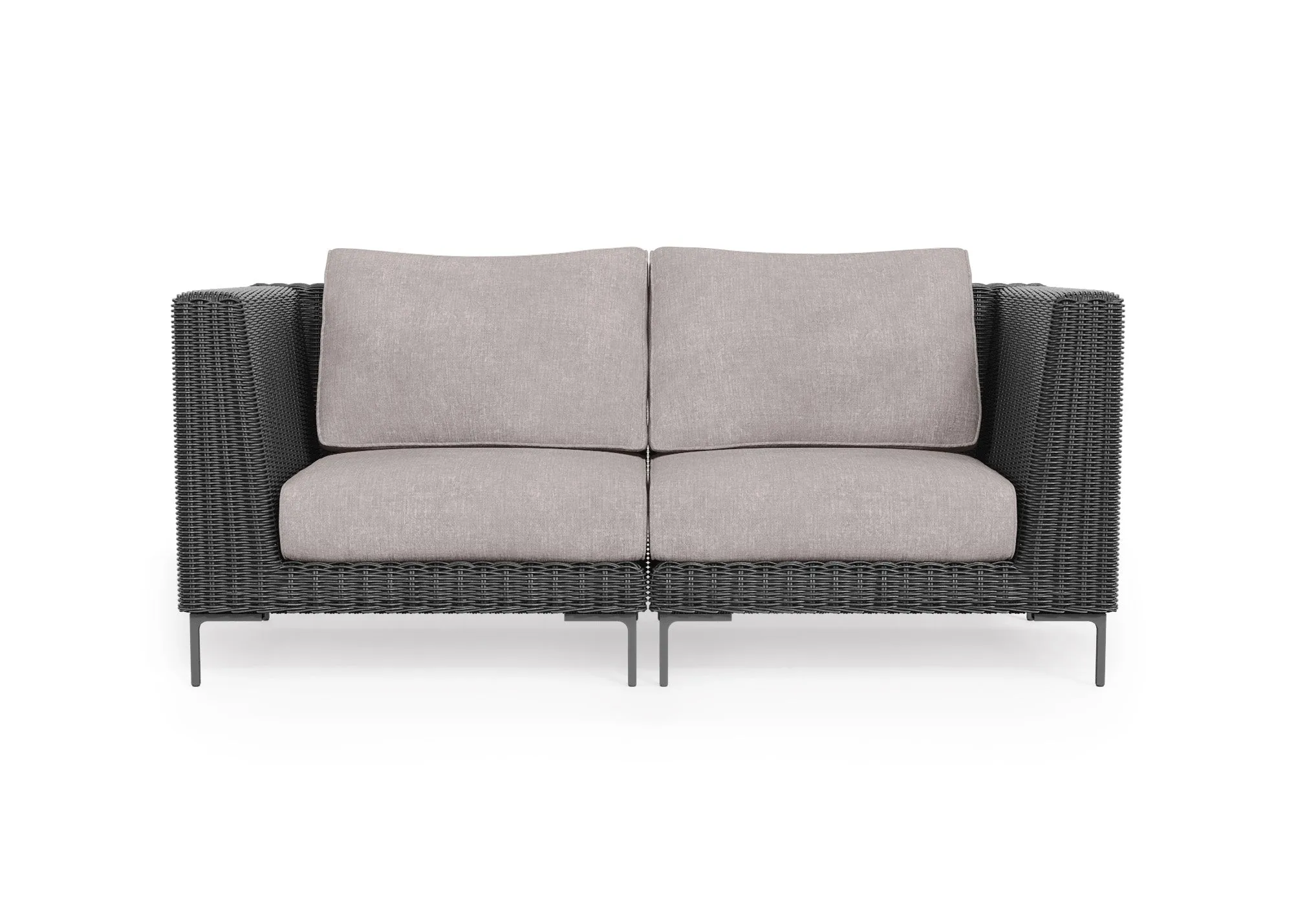 Black Wicker Outdoor Loveseat