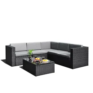 Black Wicker Resin 4-Piece Outdoor Patio Furniture Set