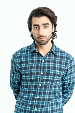 Blue checkered casual shirt