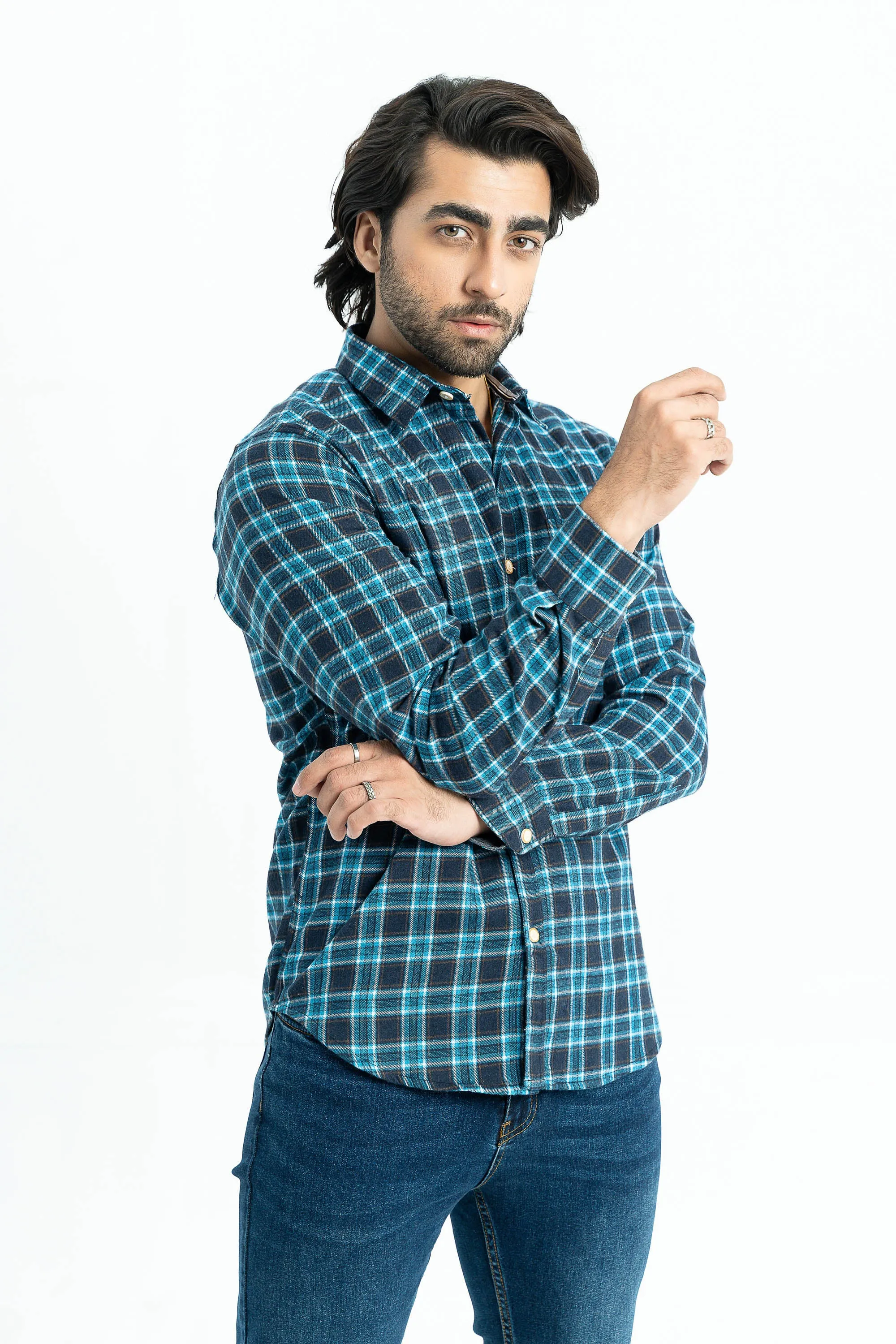 Blue checkered casual shirt