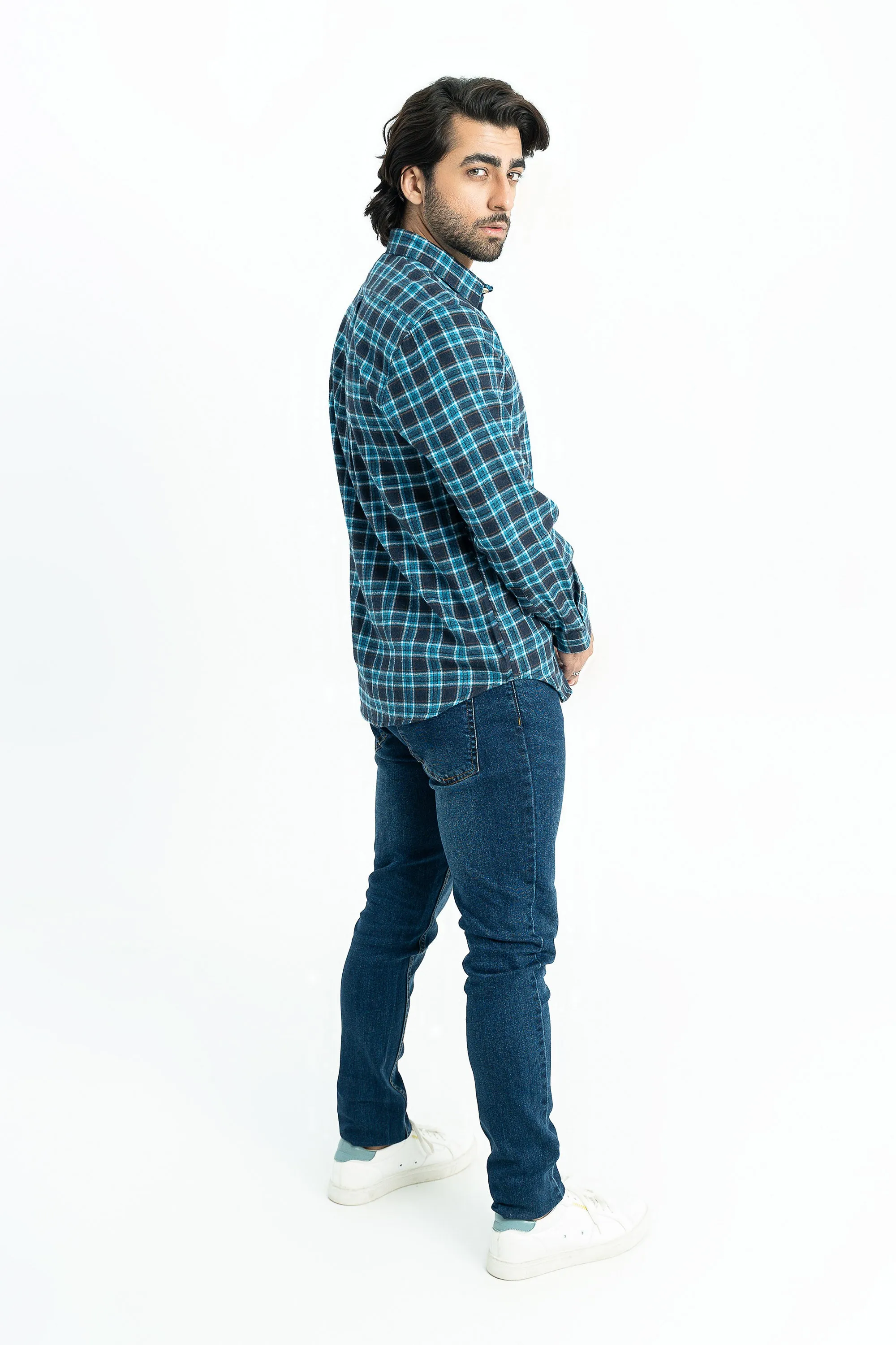Blue checkered casual shirt